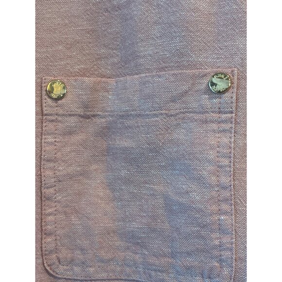 Anne Klein Pink Zip-Front Top W/ Roll-Up Sleeves & Gold Button Detail Womens Siz - Picture 4 of 8